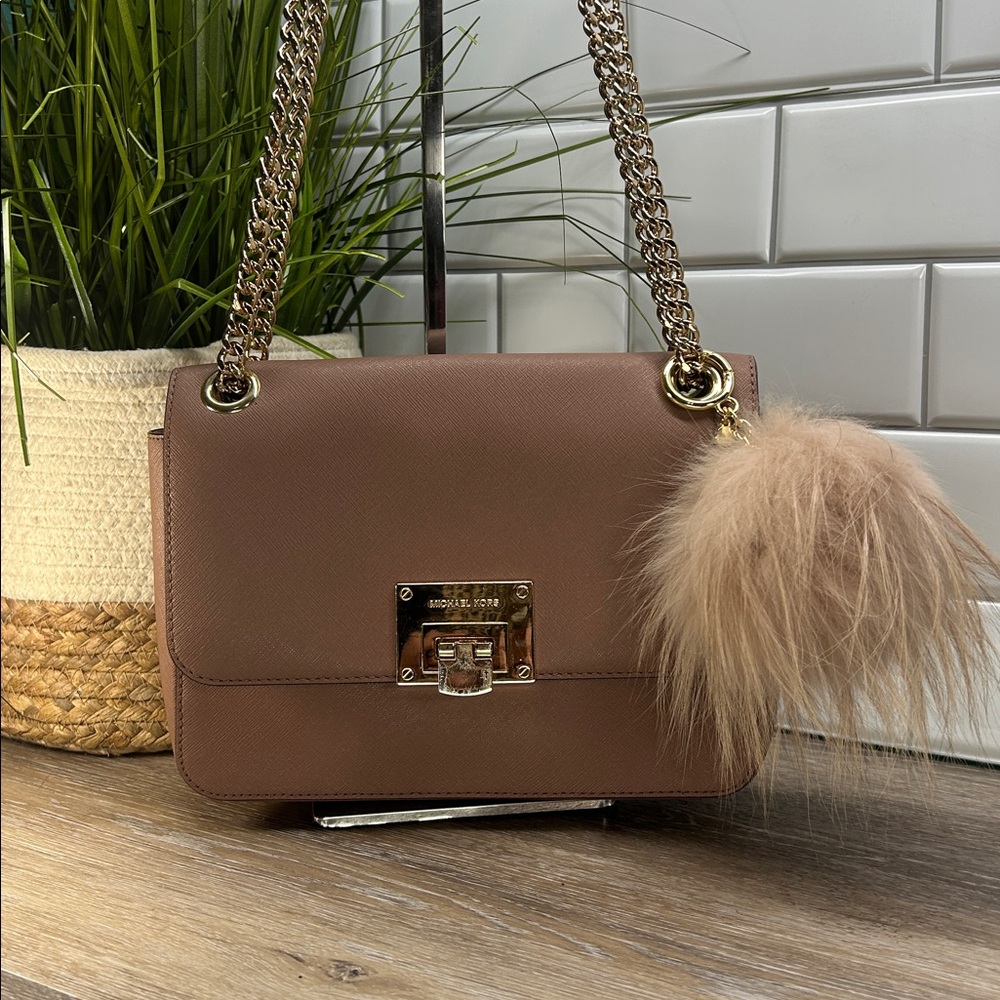 Michael Kors Mauve Crossbody Bag with Gold Accents
